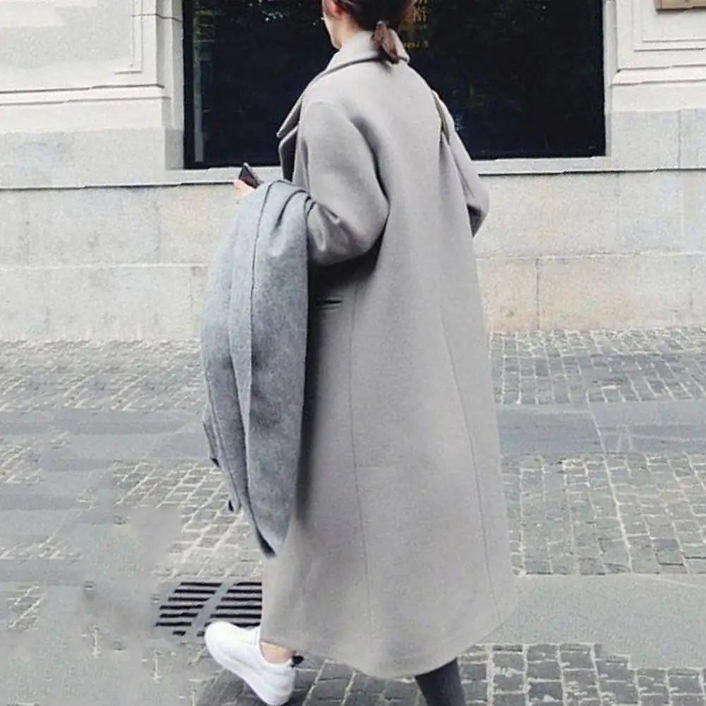 Abrigo largo de lana elegante para mujer
