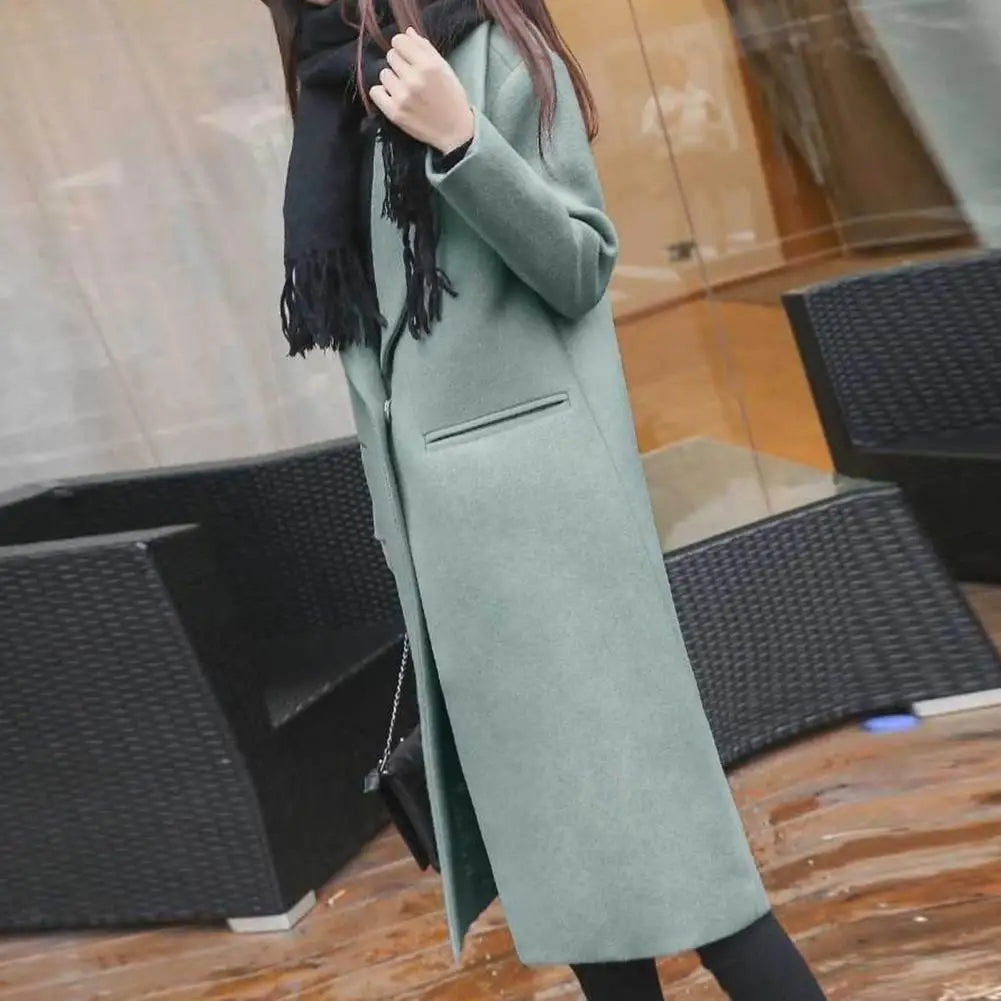 Abrigo largo de lana elegante para mujer