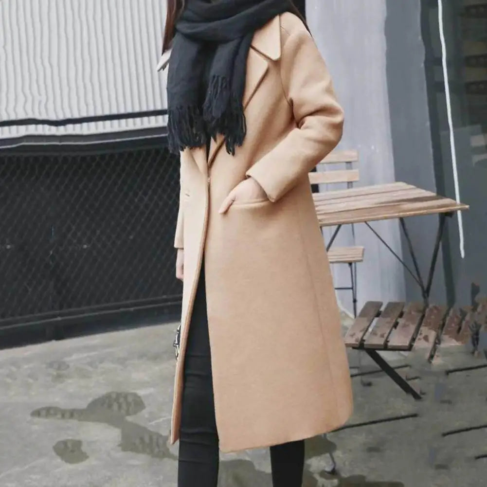Abrigo largo de lana elegante para mujer