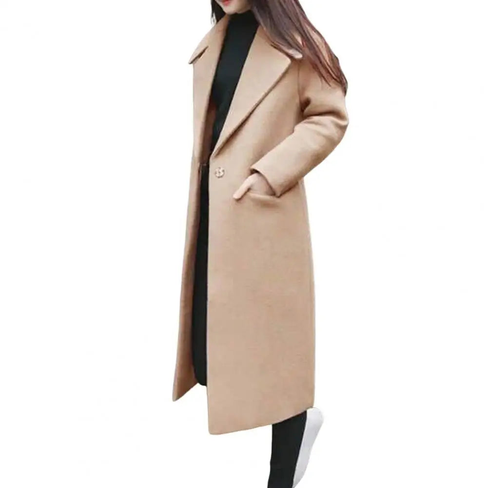 Abrigo largo de lana elegante para mujer